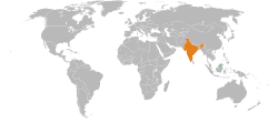 Map indicating locations of Brunei and India