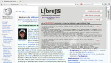 GNU LibreJS 6.0.9 kun Vikipedio