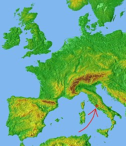 Poziția localității Roma