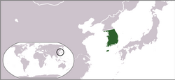Location of the southern portion of the Korean Peninsula