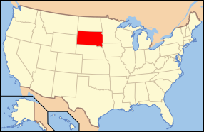 Kart over Sør-Dakota