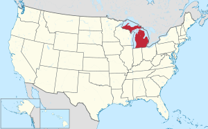 地图中高亮部分为密西根州