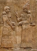 Sargon II (right), probably facing his heir Sennacherib, Khorsabad