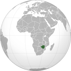  ઝિમ્બાબ્વે નું સ્થાન  (dark green)