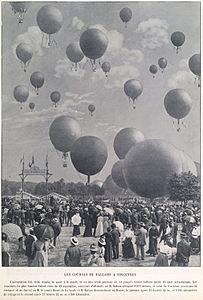Beginning of the balloon event at the 1900 Summer Olympics (Bois de Vincennes)