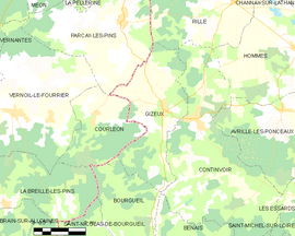 Mapa obce Gizeux
