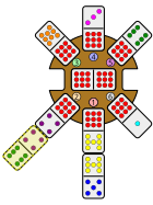 A 4-6 domino is placed leading southwest, matching the free end of the 9-4 domino in the station hub.