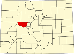 Map of Colorado highlighting Pitkin County