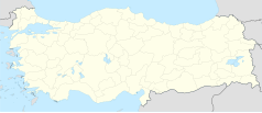 Mapa konturowa Turcji, u góry po lewej znajduje się punkt z opisem „miejsce zdarzenia”