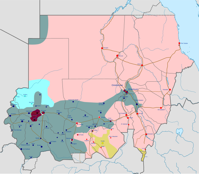 The SLM zone of control (purple) as of 31 May 2024, including Tawila