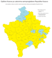 하늘색 : 코소보의 세르비아인 다수 거주 지역 (북부: 4개 지자체, 남부: 6개 지자체)