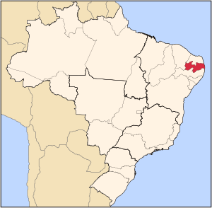 Мапа Бразилії з позначеним штатом Параїба