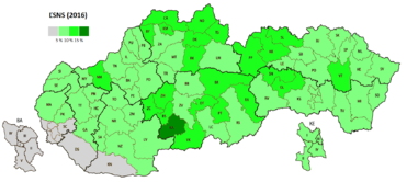 Mapa výsledkov strany ĽSNS
