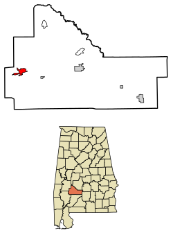 Location of Pine Hill in Wilcox County, Alabama.