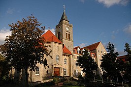 H. Hartkerk (1926) met klooster en gymnasium Leoninum