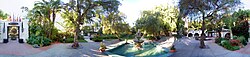 Panoramic view of the Los Angeles River Center and Gardens