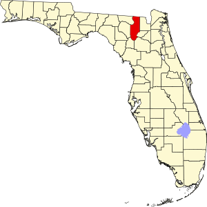 Map of Florida highlighting Columbia County