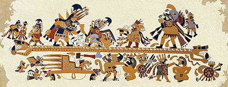 El sacrifici ritual mochica de presoners apareix representat en infinitat de ceràmiques i relleves pintats a les huacas,