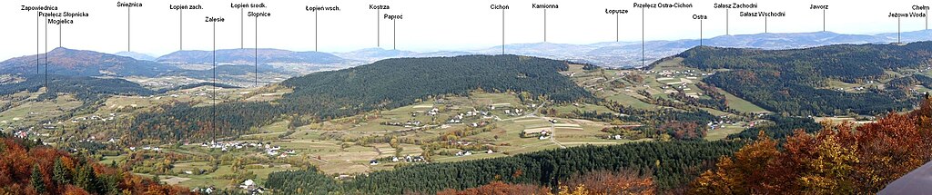 Panorama widokowa z Modyni na zachód