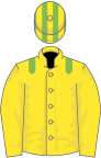 Yellow, light green epaulets, light green and yellow striped cap