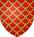 Gules, papelonné or