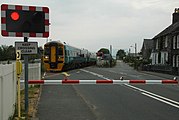 An ABCL crossing at Harlech, Gwynedd. This crossing is unique for having three barriers.