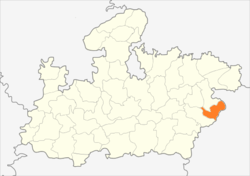 Location of Anuppur district in Madhya Pradeshक अवस्थिति