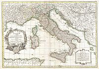 Old map of Italian peninsula