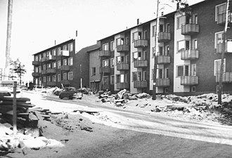 Bostadshus under uppförande 1952.