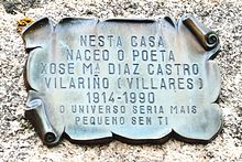 Casa natal no Vilariño dos Cregos.