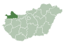 Map of Hungary highlighting Győr-Moson-Sopron County
