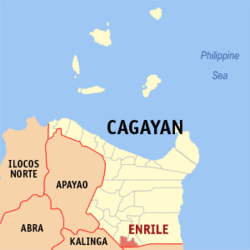 Mapa ng Cagayan na nagpapakita sa lokasyon ng Enrile.