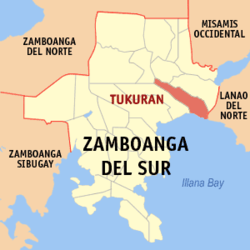 Mapa ning Zamboanga del Sur ampong Tukuran ilage