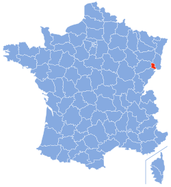 Vendndodhja e Territorit të Belfortit në Francë