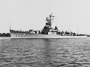 USS Hartley (DE-1029) underway in August 1957