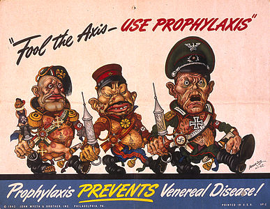 Fool the Axis Use Prophylaxis poster (1942), Philadelphia.