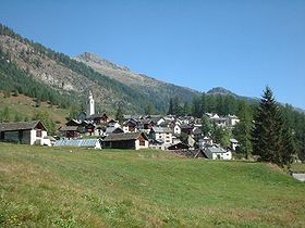 Bosco/Gurin von Westen, im Hintergrund der Pizzo d’Orsalietta