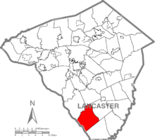 Map of Lancaster County, Pennsylvania highlighting Drumore Township