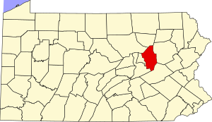 Map of Pennsylvania highlighting Columbia County