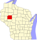 Harta statului Wisconsin indicând comitatul Chippewa