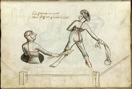 From Ms.Thott.290.2º showing a duel between a man and a woman