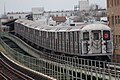 A train of Kawasaki R62 subway cars on the 3 service of the New York City Subway