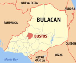 Mapa ning Bulacan ampong Bustos ilage