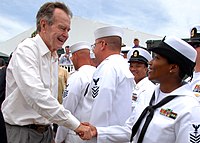 George H. W. Bush greeting NAS Jacksonville sailors.