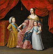 Vương hậu Ana cùng các con trai, Louis và Philippe