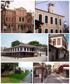 Komotini montage. Clicking on an image in the picture causes the browser to load the appropriate article, if it exists.