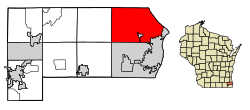 Location of Caledonia in Racine County, Wisconsin