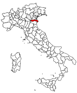 Karta över Italien med Provincia di Rovigo markerat
