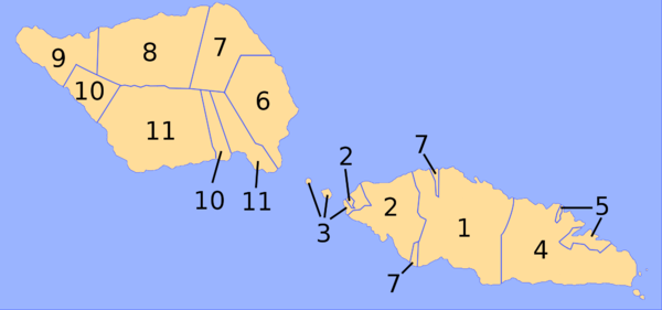 Карта административного деления Самоа