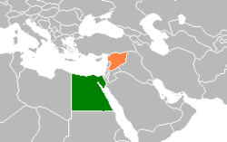 Map indicating locations of Egypt and Syria